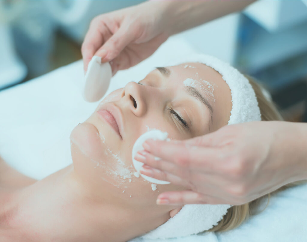 Woman receiving skin treatment