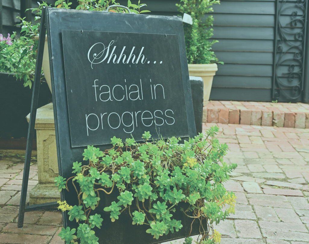 Facial in progress sign